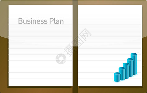 附有图表和空白页的业务计划图片