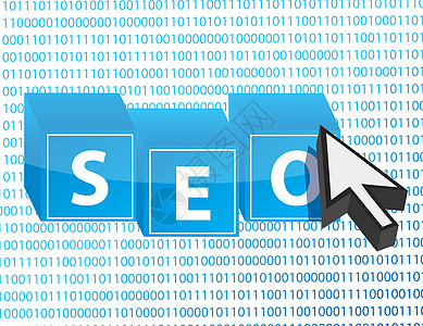 二进背景上的 SEO 按钮和箭头光标图片