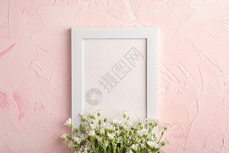 白空照片框 用鼠梨鸡毛花模拟繁缕相框框架花朵问候长方形邀请函植物问候语镜框图片