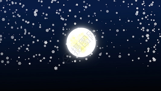 满月夜下雪插图云杉蓝色星星场景月亮天空卡通片冻结卡片图片