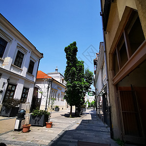 Miskolc的Pedestrian街 看商店和房屋图片