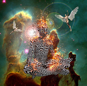 空间冥想烧伤男人插图星云门户网站小时幻觉宗教活力迷宫图片