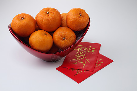 中国新年白色展示繁荣文化水果风俗礼物红色节日橙子图片