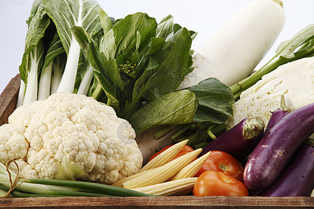 蔬菜组健康饮食植物菜花营养木头美食茄子芸苔紫色杂货图片