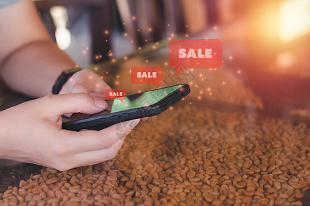 网上购物概念 手持黑智能手机工具市场电话小样商业技术屏幕购物中心店铺顾客图片