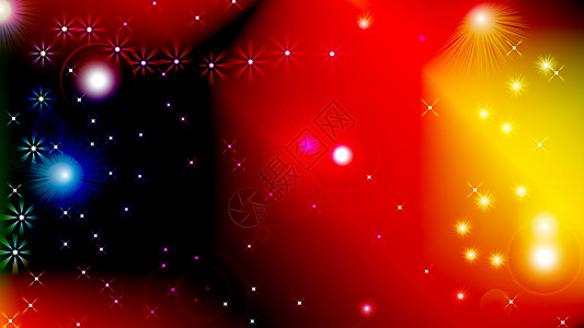 黑色抽象光背景与闪闪发光的彩色闪亮散景星火花奢华钻石魔法魅力金子辉光星系星星庆典图片