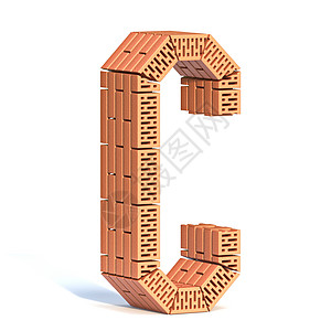 简单砖墙字体字母 C 3D背景