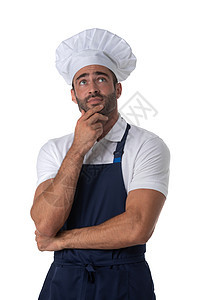 男性厨师在白白色上被孤立图片
