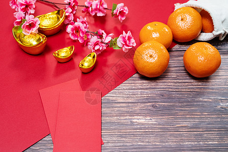 中华新年橙色 提供红包 翻译母亲筷子信封月球节日金子奉献财富文化礼物图片