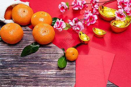中华新年橙色 提供红包 翻译筷子月球信封女士节日文化礼物橙子母亲运气图片