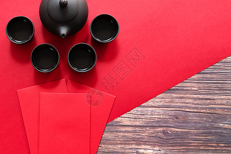 提供红包和中茶壶的中国新年图片