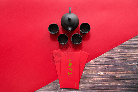 中国新年 红包和中国茶壶 崔华图片