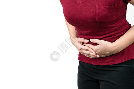 患有腹部疼痛的年轻女子肚子痛 胃痛女性医生女士诊所药品病人伤害肠胃便秘疾病图片