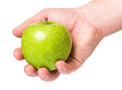 与绿苹果携手皮肤男人棕榈手指水果成人男性卫生小吃保健图片
