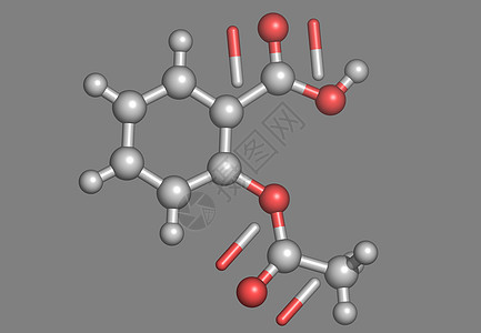 带有原子的阿斯匹灵分子模型背景图片