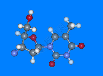 AZT 带有原子的AZT医学分子模型图片