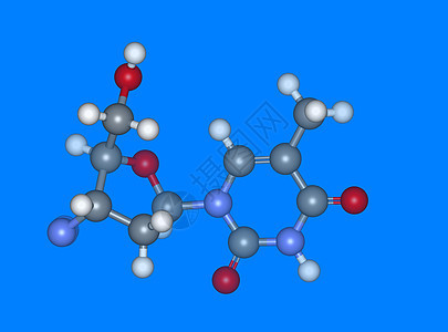 AZT 带有原子的AZT医学分子模型图片
