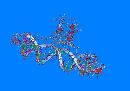 带有原子的遗传材料分子模型物质债券图片力量色带棍子科学计算机图片