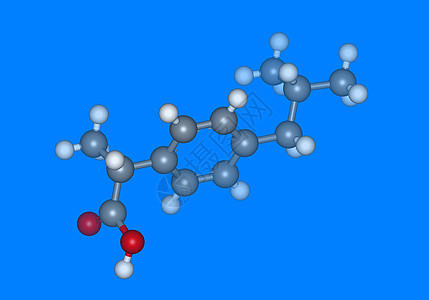Ibuprofen 原子分子模型研究棍子图像债券科学计算机力量图片