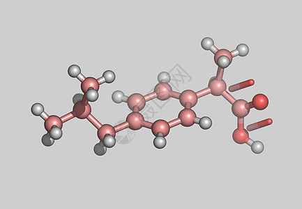 Ibuprofen 原子分子模型计算机药品力量债券痛药棍子图片科学图片