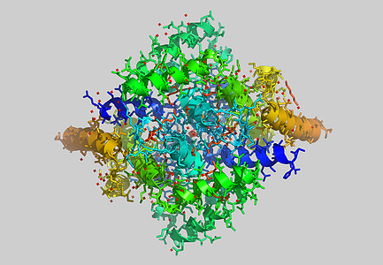 含有原子的蛋白因分子模型力量科学免疫系统计算机酵素债券图像色带图片