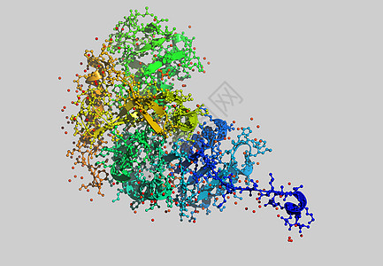 带有原子的酶分子模型计算机力量色带债券科学图像酵素发酵图片