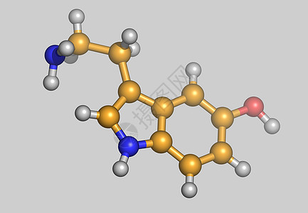 含有原子的Serotonin分子模型图片