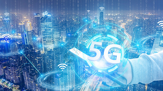 5G 网络和 5g 技术 新一代网络 高速移动互联网 商业 现代技术 互联网和网络概念细胞社区办公室数据电子3d蓝色电讯屏幕城市图片