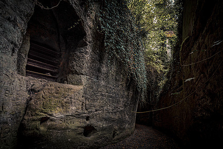 康斯坦斯湖Uberlingen附近的神秘洞穴 金库和岩石地窖蝙蝠寺庙堡垒温度中年石头木质废墟质量冷藏图片