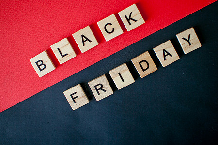 黑色星期五从木块上传来商业字母笔记立方体季节性价格木头折扣促销销售图片