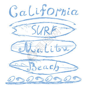 手画了加利福尼亚州马里布海滩冲浪标志 T恤衫印刷设计 打字图刻板矢量插图SKING海滩横幅草图海浪衬衫邮票标签纺织品书法徽章背景图片