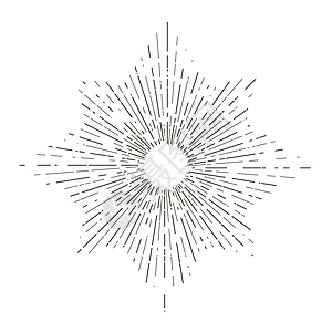 Retro太阳暴发 标志 标签或徽章的旧光照太阳射线形状和打字装饰模板矢量 I 说明 在白色背景上隔离艺术品插图潮人圆圈阳光火花图片