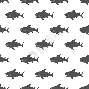 鲨鱼无缝模式 手画图纸涂鸦鲨鱼 矢量插图打印荒野卡通片动物海洋吉祥物尾巴游泳球座包装图片