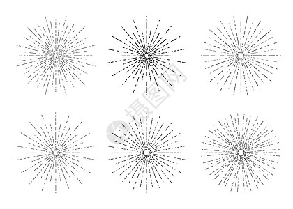 Retro太阳暴发集束 旧光照太阳射线形状收集标志 标签或徽章和打字装饰模板矢量 I 说明 在白色背景中隔离插图潮人太阳光艺术收图片