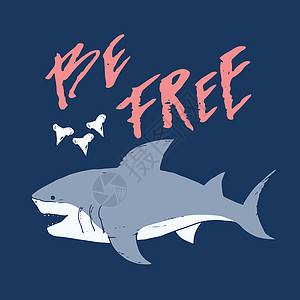 剪切鲨鱼手画草图 T恤衫印刷品设计矢量插图海洋漫画海浪危险服饰衣服牙齿打印球座荒野图片