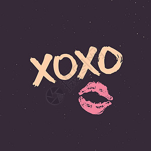 XOXO 笔写符号 Grunge书法拥抱和亲吻Phrase 互联网名词缩写XOXO符号 矢量插图假期草图刷子手绘婚礼打印海报标签图片