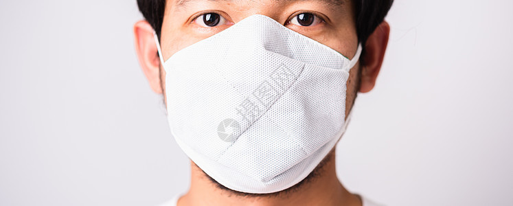 戴外科手术卫生防护服的男子面罩口罩面具安全男人防护病菌白色保健呼吸织物图片