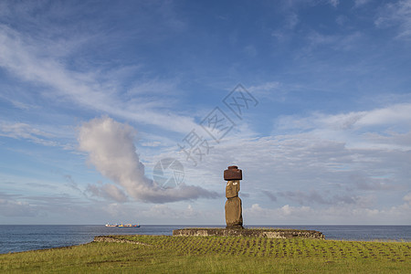 复活节岛的Ahu Tahai遗产雕像旅行岩石宗教石头数字艺术雕塑纪念碑图片