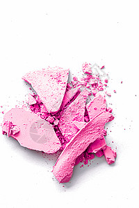 粉色眼影粉作为化妆调色板特写隔离在白色背景 压碎的化妆品和美容质地护理微光刷子女性产品女士奢华假期宏观品牌图片