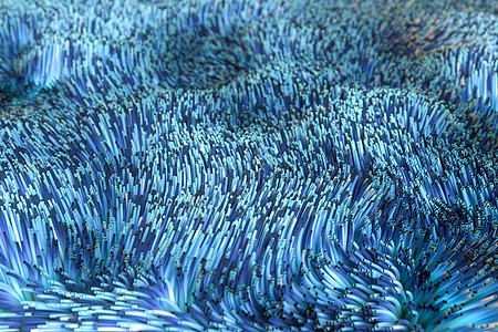 不断增长的瓦维粒子 抽象的颜色背景 3D转化坡度创造力波浪状生长渲染流动艺术宏观蓝色海浪图片