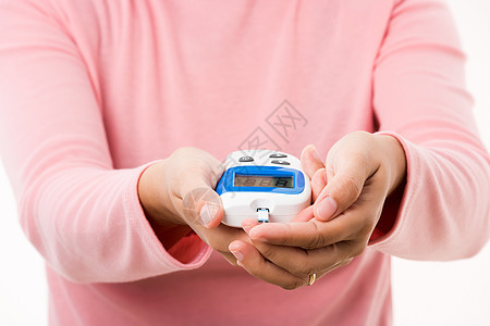 妇女测量葡萄糖测试水平 用甘油检查手指控制仪表工具监视器皮肤女士乐器治疗成套疼痛图片