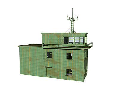 旧绿色建筑作为无线电台演播室收音机电视房子气象站电子产品播音员传播测量站图片