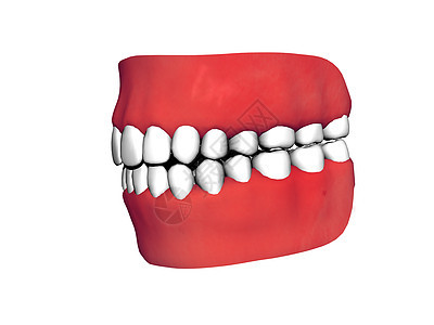 有红口香糖和完美白牙的比特食物白色门牙假牙搪瓷犬齿牙龈红色牙医牙齿图片