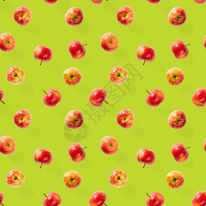 无缝模式与成熟的苹果 热带水果抽象背景 苹果在绿色背景上的无缝模式营养图案纤维食物杂货店红色宏观食品维生素减肥背景图片