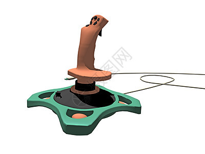 玩游戏控制器的游戏棒和有线机褐色处理数据绿色游戏电缆吸盘电子控制按钮图片