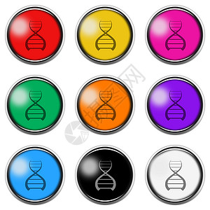 设置在白色上与剪切路径 3d 插图隔离的 DNA 符号按钮图标图片