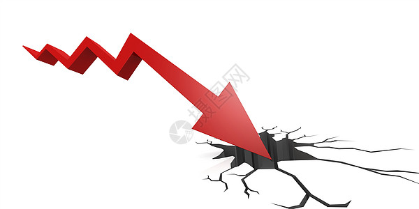 红箭的市场崩溃 落到裂缝中经济商业金融危机红色碰撞销售电脑预算失败图片