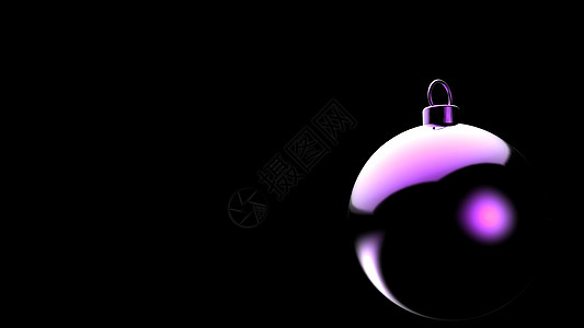 黑色背景上的紫色球 圣诞树的彩色圣诞球 3d 渲染图 圣诞假期卡背景图片