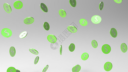 浅灰色背景上的硬币雨绿色黄金美元符号 无缝钢金属美元硬币图案 现实的矢量图 3d 渲染隔离的钱下降 金融业务飞行经济投资大奖财富图片
