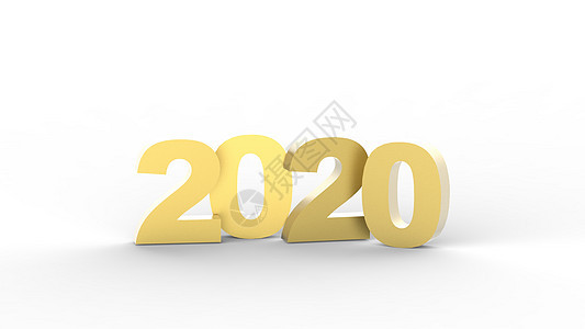 2020 年新年金色粗体字母 3d 渲染图数字互联网金属派对庆典奢华商业插图销售季节图片